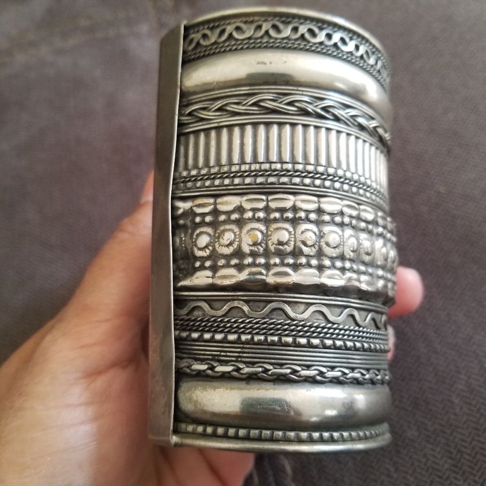 Vintage Cuff Bracelet Extra Wide Boho UNTESTED For Sterling Silver